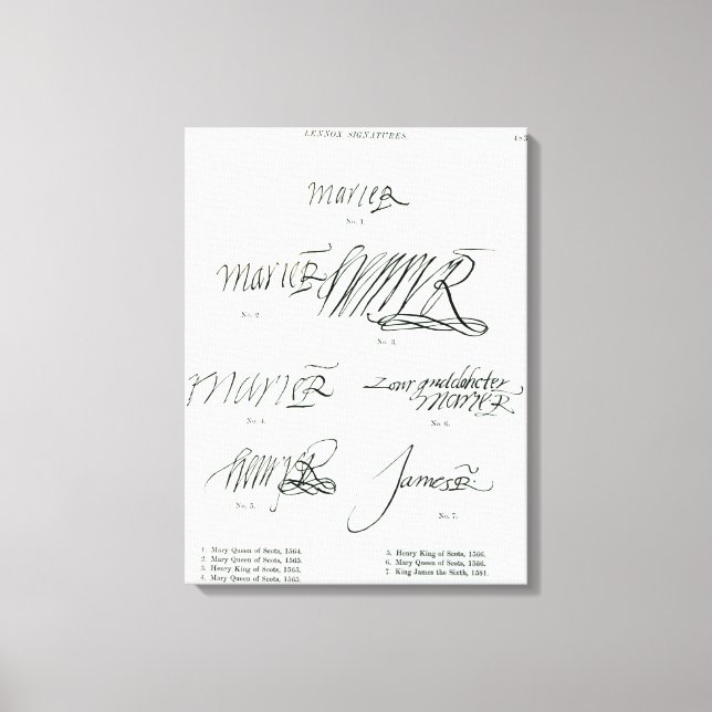 Signatures of Mary Queen of Scots Canvas Print (Front)