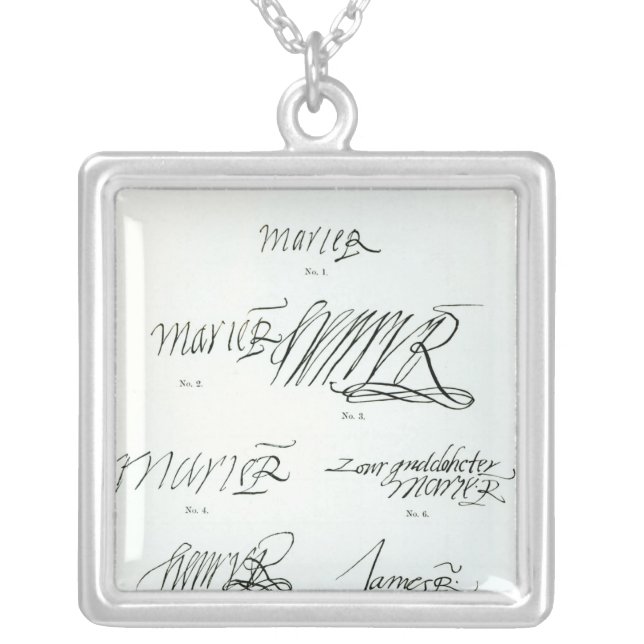 Signatures of Mary Queen of Scots Silver Plated Necklace (Front)