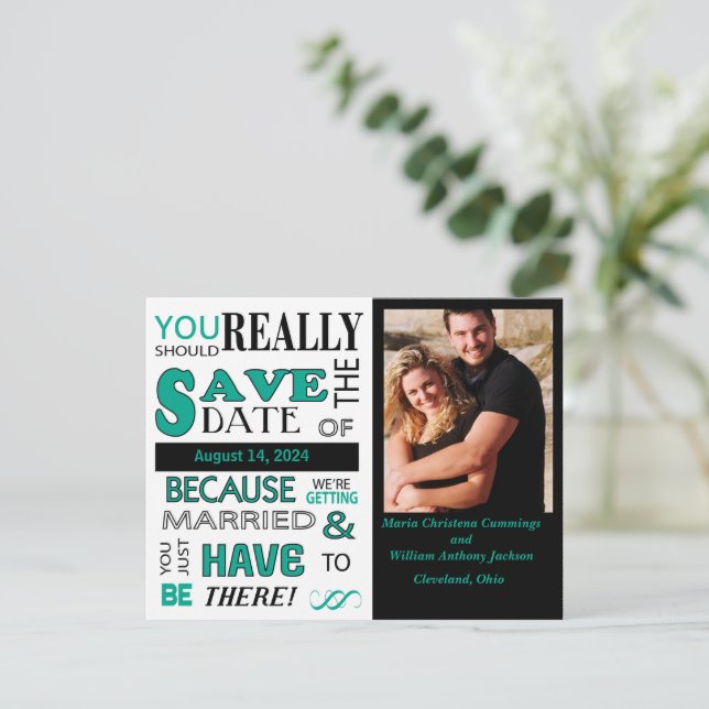 Signboard Save The Date (Emerald) Announcement (Standing Front)