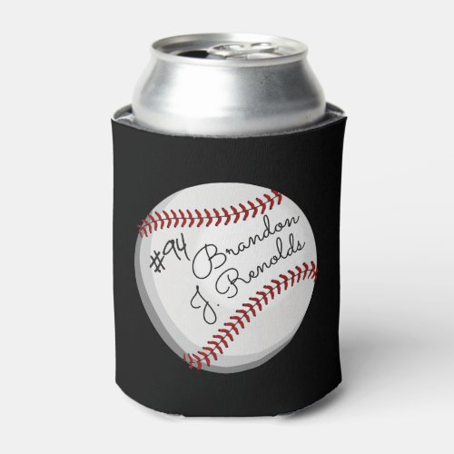 Signed Baseball Customized Name Can Cooler