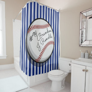 Signed Baseball Customized Name Shower Curtain
