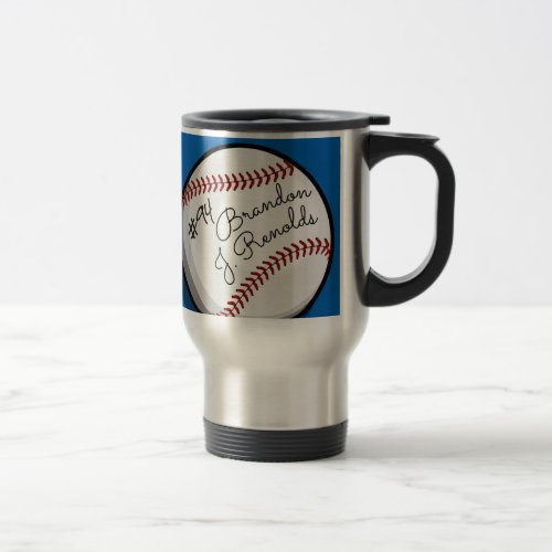 Signed Baseball Customized Name Travel Mug