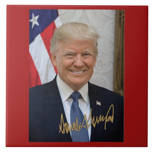 SIGNED BY PRESIDENT TRUMP TILE (Front)