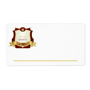 Signed by the Author Bookplate, Red Gold Label