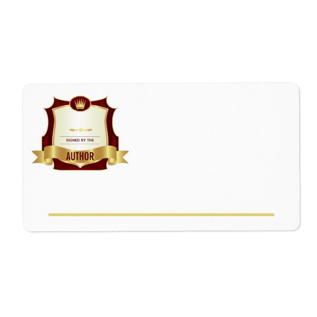 Signed by the Author Bookplate, Red Gold Label (Front)