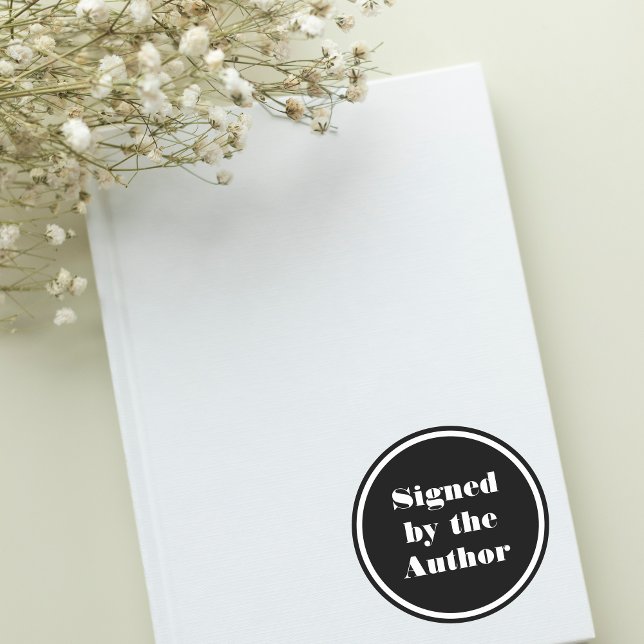 Signed by the author minimal simple  classic round sticker (signed by author sticker for author and their book launch)