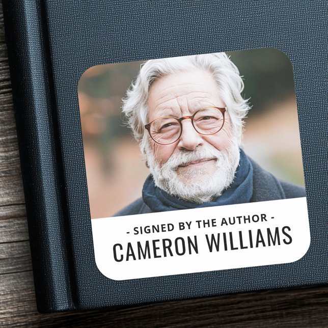 Signed by the author photo name white border square sticker (Signed by the author photo name white border square sticker)