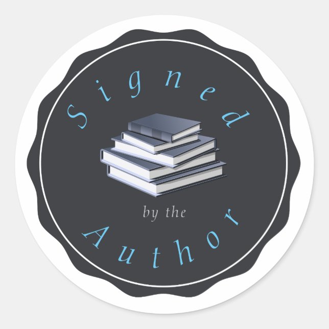 Signed by the Author, Stacked Books Classic Round Sticker (Front)