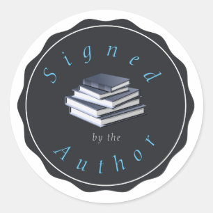 Signed by the Author, Stacked Books Classic Round Sticker