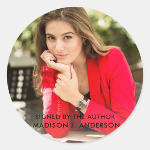 Signed by the Author Writer Photo Round Classic Round Sticker