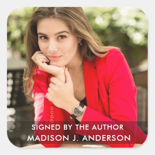 Signed by the Author Writer Photo Square B Large Square Sticker