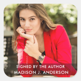 Signed by the Author Writer Photo Square B Large Square Sticker
