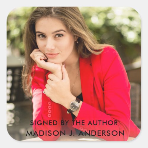 Signed by the Author Writer Photo Square Square Sticker