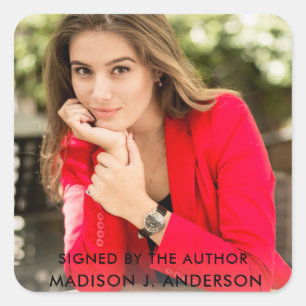 Signed by the Author Writer Photo Square Sticker