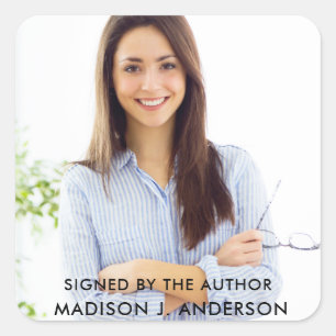 Signed by the Author Writer Photo Square Sticker