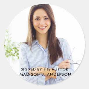 Signed by the Author Writer Round Photo Classic Round Sticker