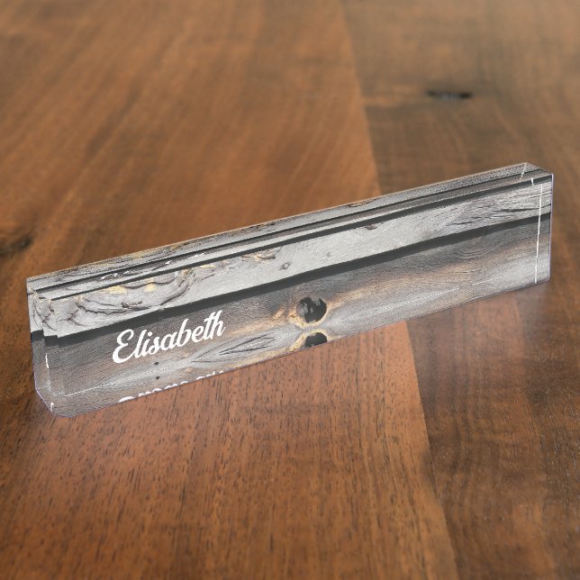 signed by the weather as old wood background name  desk name plate (Side)
