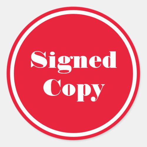 Signed copy author book signing classic round sticker