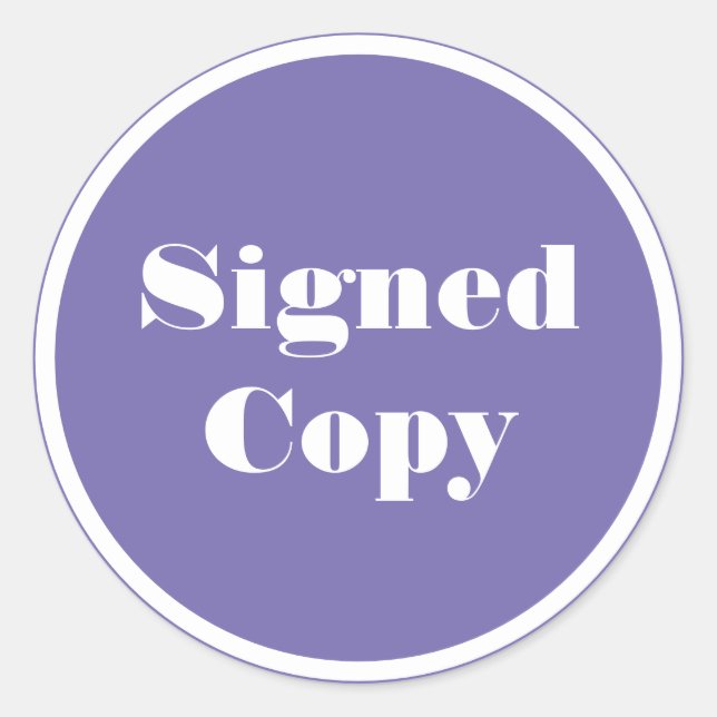Signed copy author book signing classic round sticker (Front)