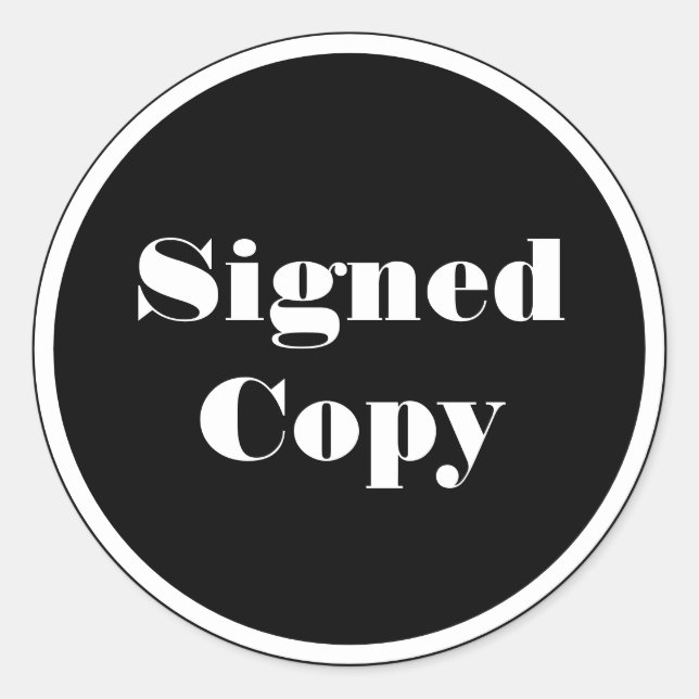 Signed copy author book signing classic round sticker (Front)