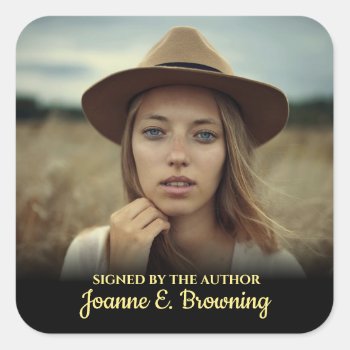 Signed Copy Author Book Signing Writer Photo Easy Square Sticker by BookParadise at Zazzle