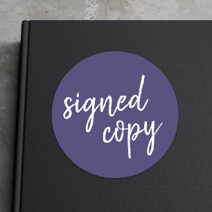 Signed Copy Author Navy Blue Book Signing Classic Round Sticker