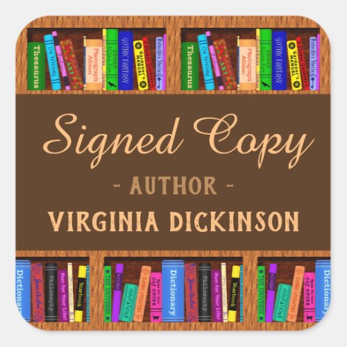 Signed Copy Author Writer Book Signing Library Square Sticker