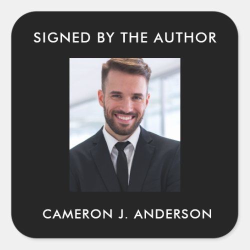 Signed Copy Author Writer Photo Square Sticker