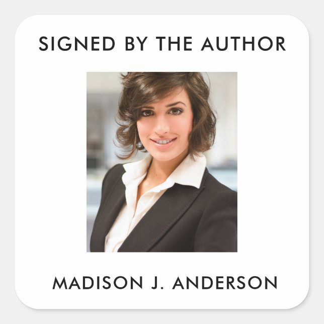 Signed Copy Author Writer Photo W Square Sticker (Front)