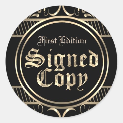 Signed Copy Black And Gold Gothic Classic Round Sticker