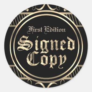 Signed Copy Black And Gold Gothic Classic Round Sticker