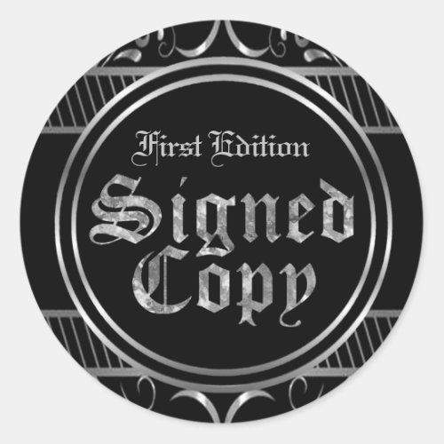 Signed Copy Black And Silver Gothic Classic Round Sticker