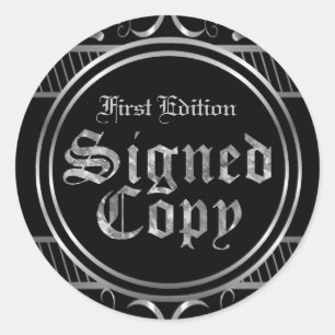 Signed Copy Black And Silver Gothic Classic Round Sticker