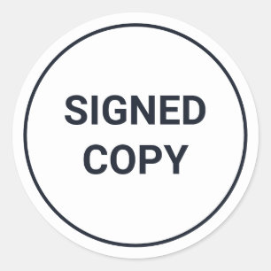 Signed Copy Book Author Marketing Minimalist Classic Round Sticker