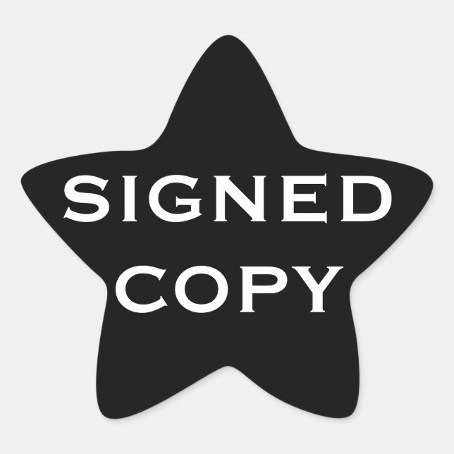 SIGNED COPY  Book Sticker Star Shaped (Front)