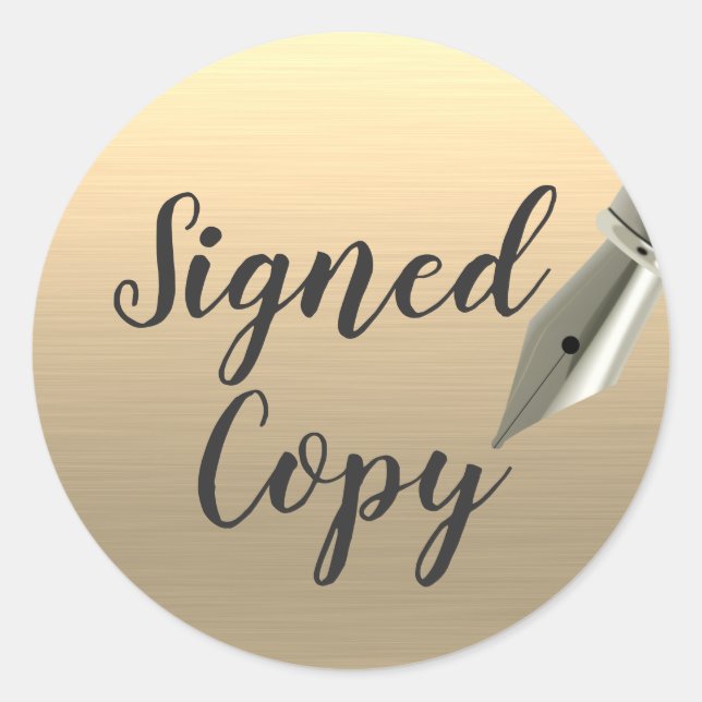 Signed Copy Gold Writer Classic Round Sticker (Front)