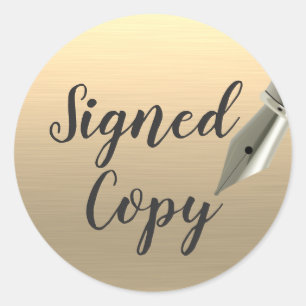 Signed Copy Gold Writer Classic Round Sticker