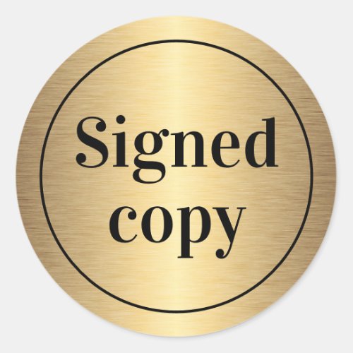 Signed copy golden gradient author book signing classic round sticker