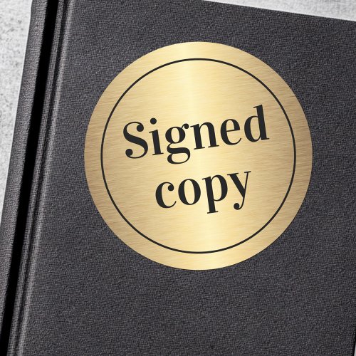 Signed copy golden gradient author book signing classic round sticker