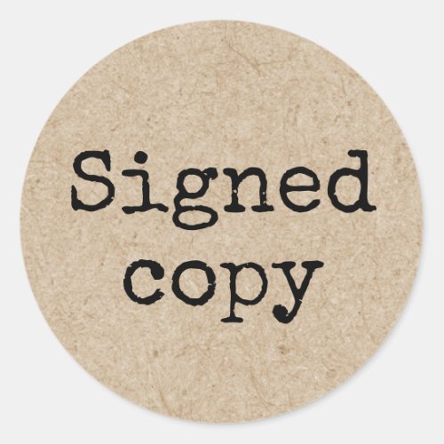 Signed copy typewriter Kraft author book signing  Classic Round Sticker