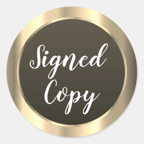 Signed Copy Writer Gold Classic Round Sticker