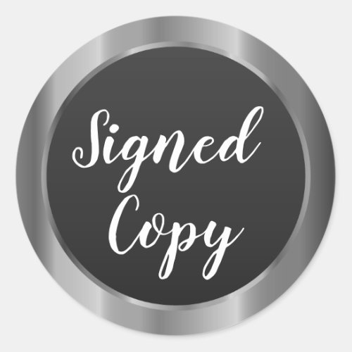 Signed Copy Writer Metallic Silver Round Sticker