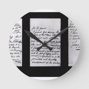 Signed letter, 1887 (pen and ink on paper) (b/w ph round clock
