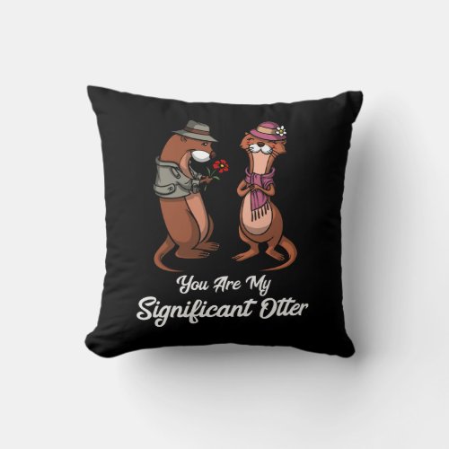 Significant Otter Cute Animal Couple Throw Pillow