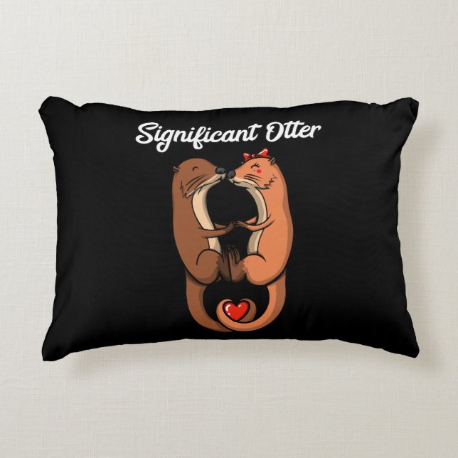 Significant Otter Cute Animals Couple Joke Accent Pillow (Front)