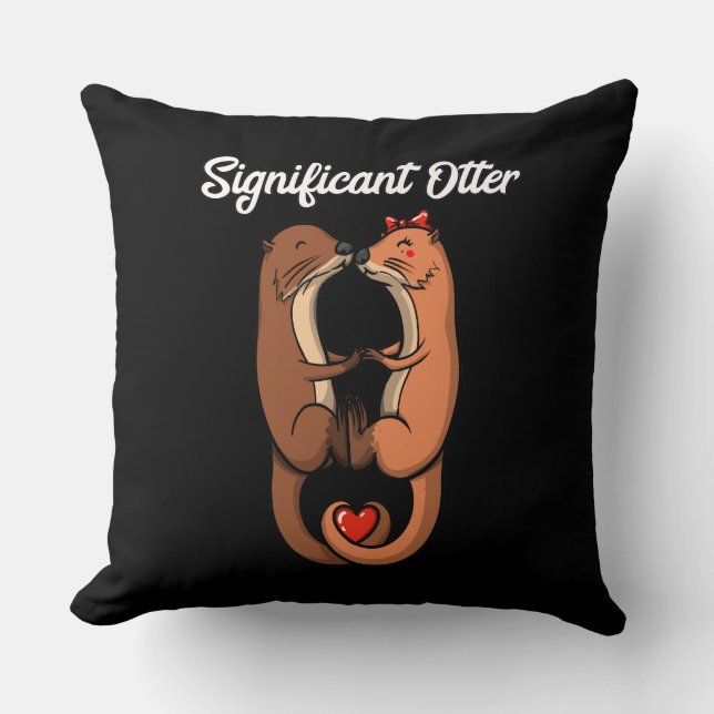 Significant Otter Cute Animals Couple Joke Throw Pillow (Front)