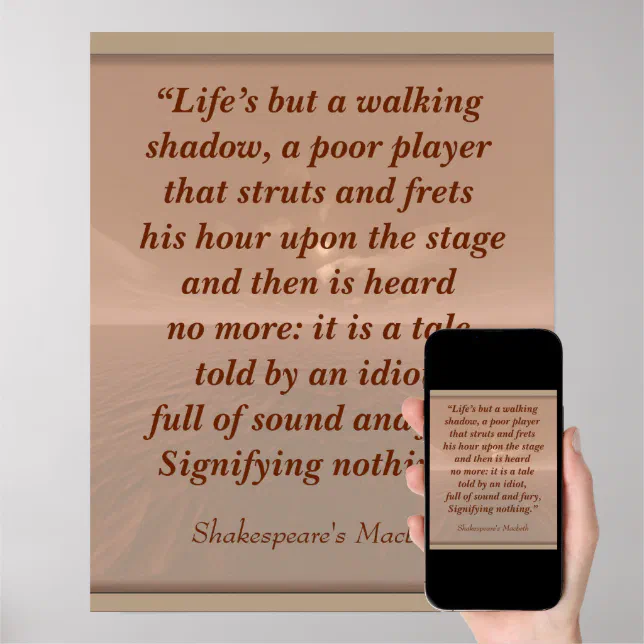 Signifying nothing Shakespeare quoteart print Zazzle