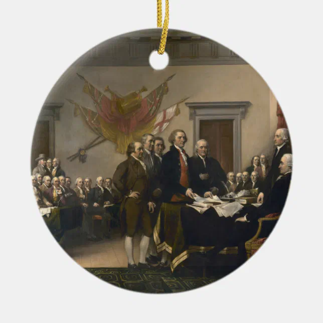Signing the Declaration of Independence, July 4th Ceramic Ornament | Zazzle