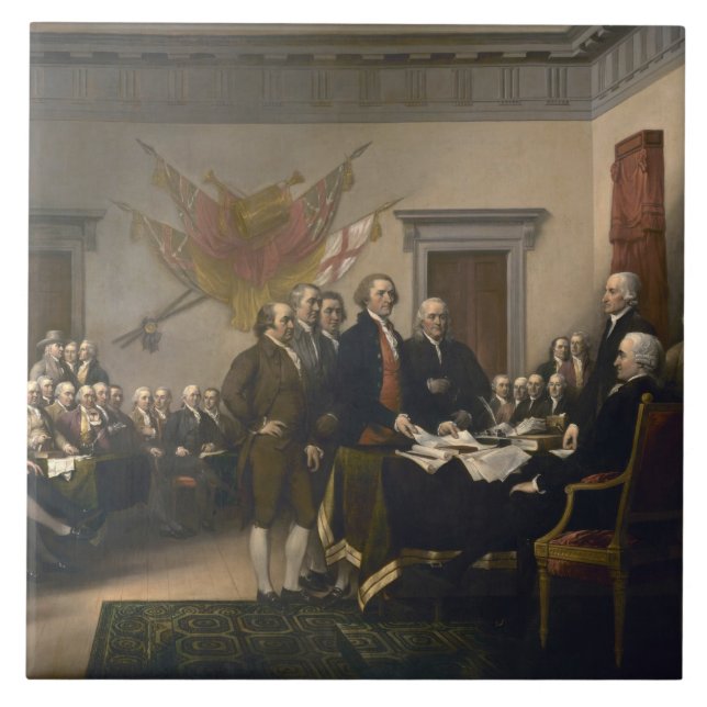 Signing the Declaration of Independence, July 4th Ceramic Tile (Front)