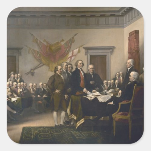 Signing the Declaration of Independence July 4th Square Sticker